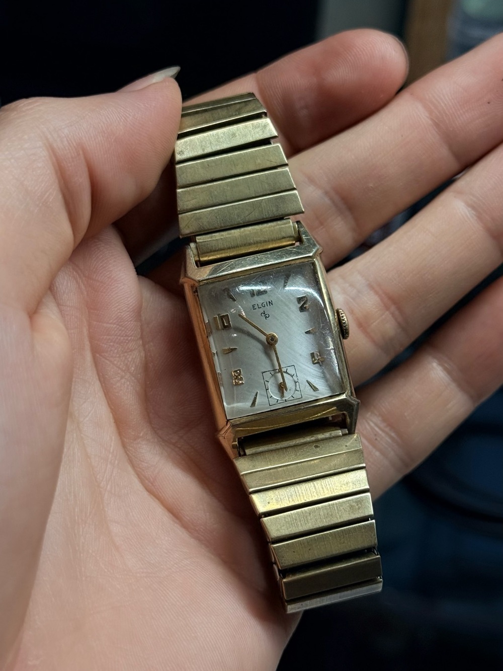 ELGIN Men's 10k RGP BENZEL-Tone Rectangular Dress Watch